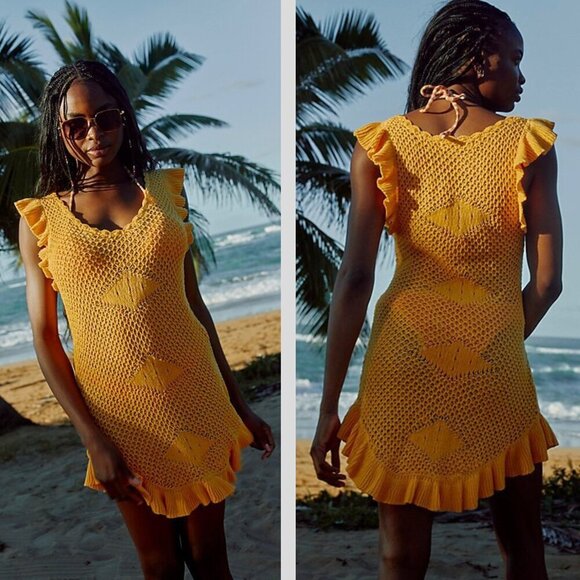 New! FP Beach Free People Mykonos Sweater Knit Beach Cover Up Dress 20468